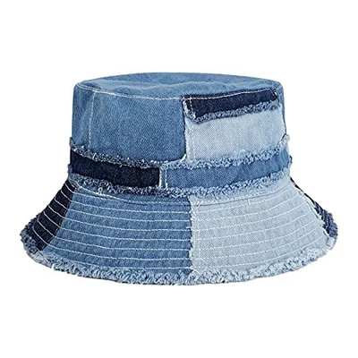 GuanGu Sombrero de pescador de mezclilla para mujer, lavado, L-x-L Denim (azul) Foto 1 de 4