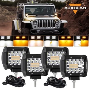 4PCS AUXBEAM 4" LED Pods Light Bar 6 Modes Amber White Strobe Flash Driving Lamp - Bild 1 von 12