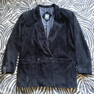 Frey Collection Black Leather Suede Blazer for Men Size 54 - Picture 1 of 9