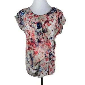 a.n.a Watercolor Ruffled Side-Ruching Lightweight Blouse Women's Medium - Picture 1 of 10