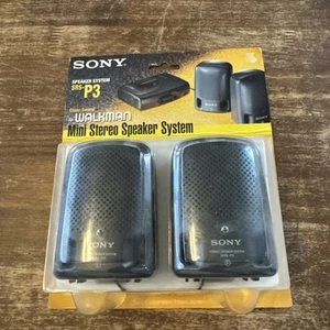 Vintage 90er Sony Walkman Lautsprecher Mini Stereoanlage Paar SRS-P3 Neu im Karton versiegelt NOS 1994 - Bild 1 von 13