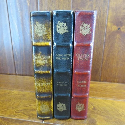 Decorative Book Wooden Storage Box Set Of 3 Oliver Twist War & Peace Gone With - Image 1 of 4
