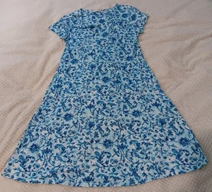 Peruvian Connection blau Blumen Tshirt Kleid Pima Baumwolle Modal Freizeit bequem - Bild 1 von 11