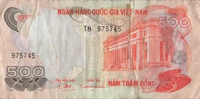 Viet Nam  500  Dong  ND. 1970   Series  T 8  Circulated Banknote HF - Image 1 of 2