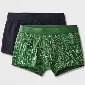 NWT Goodfellow & Co Comfort Boxer Trunks Black Green Men's Size Small 2 Pairs - Picture 1 of 4