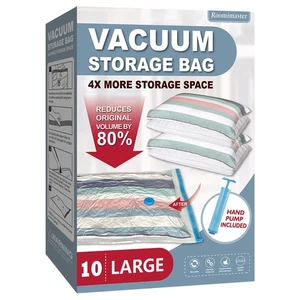 10 Large Vacuum Storage Bags with Hand Pump, Large Vacuum Seal Bags for Cloth... - Picture 1 of 7