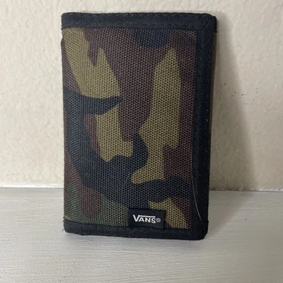 Vans Slipped Tri Fold All Camouflage Wallet Green Brown Black Hook And Loop - Image 1 of 4