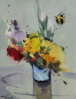 JOSE TRUJILLO Pintura al Óleo IMPRESIONISMO Coleccionable ORIGINAL Flores Amarillas Certificado de Autenticidad Foto 1 de 4