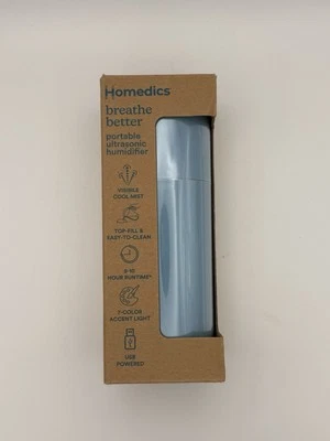 New HOMEDICS Portable Ultrasonic Humidifier Breathe Better Sky Blue - Image 1 of 4