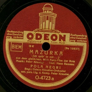 POLA NEGRI Ich spür in mir "Mazurka"/ Nur eine Stunde Schellackplatte S9018 - Picture 1 of 2