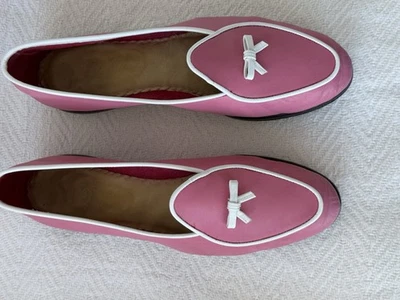 Mocasines Midinette Belgas Para Mujer Talla 7M Cuero Rosa Borde Blanco   Foto 1 de 4