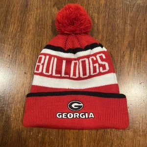 Georgia Bulldogs UGA Para hombres Gorro Pom Pom Spellout Fan Favorito Logo Bordado - Imagen 1 de 6
