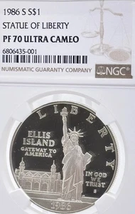 1986-S $1 Statue Of Liberty Proof PF 70 Ultra Cameo 6806435-001 #14101 - Picture 1 of 5