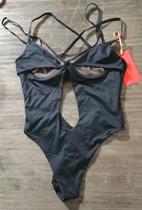 God Save Queens Black Thing One Piece Bathing Suit Size Small - Picture 1 of 9