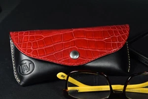 FUNDA GAFAS ROJO NEGRO MARRÓN AUTÉNTICO COCODRILO / CUERO COMBO RAY BAN STYLE - Imagen 1 de 38