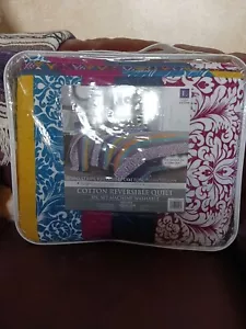 3pc Full/Queen Boho Stripe Quilt Set Navy/Fuchsia - Lush Décor Brand New! - Picture 1 of 10