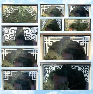 ETCHED / FROSTED GLASS VINYL CORNER STICKERS , DECAL FOR DOORS, WINDOWS, MIRRORS - Picture 1 of 53