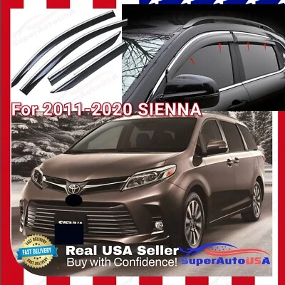 Fits Toyota Sienna 2011-2020 Chrome Trim Window Visor Rain Sun Guard Vent Shade - Image 1 of 4