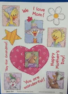 SUZY'S ZOO "HAPPY MOTHER'S DAY MOM/GRANDMA - PATCHWORK" STICKER SHEET #9900 - Picture 1 of 1