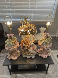 BEAUTIFUL Capodimonte Lamps - Italy Set Of 3 - Picture 1 of 24