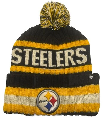 NFL 47 MARCA PITTSBURGH STEELERS Hombre Puño POM BALL Gorro Tejido Foto 1 de 3