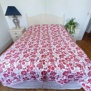 King Size Red & Pink Reversible Bedspread Quilted Cotton Throw Q24/1 - Picture 1 of 12