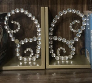 Pottery Barn Kids Gold Stud Butterfly Bookends *MISSING JEWEL READ* Whimsical - Picture 1 of 14