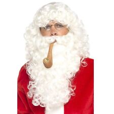Adults Deluxe White Santa Beard Glasses Pipe Christmas Fun Festive Dress Up Kit