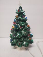 Vintage Ceramic Mid-Century 1971 Small 12 " Christmas Tree w/Stand, Light Works
