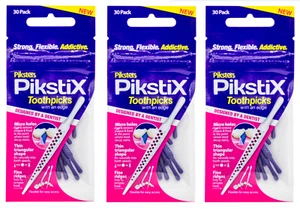 Piksters - PIKSTIX Toothpicks 3x 30 PACK Tooth Pick 90 Floss Comb Stick - Picture 1 of 4