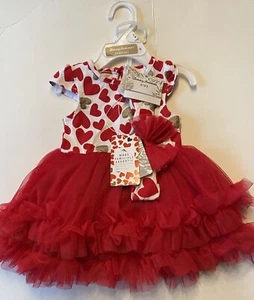 NEU 3-6m Tommy Bahama rot weiß HERZEN 3-teiliges Kleid Set Baby Mädchen Tutu Valentinstag - Bild 1 von 3
