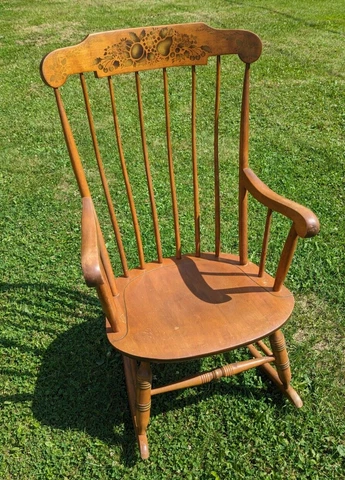 Vintage,"#20 Antique" Nichols & Stone Wooden Stenciled Windsor Rocking Chair Cover