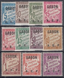 TIMBRE GABON SERIE TAXE SURCHARGES N° 1/11 NEUFS * GOMME AVEC TRACE DE CHARNIERE - Imagen 1 de 1