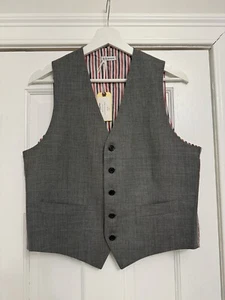 Thom Browne Classic 5B Grey Wool Suit Vest In 2 Ply Fresco Men’s Size 1 - Picture 1 of 7