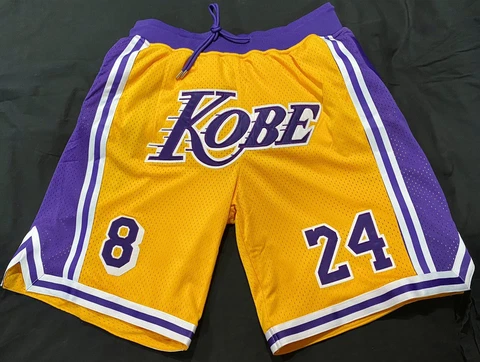 KOBE BRYANT Los Angeles Lakers Yellow Gold logo shorts all sizes USA Cover