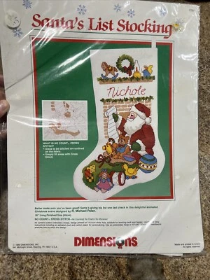 Vintage Dimensions Santas List Christmas Cross Stitch Stocking Kit #8381 16 in - Image 1 of 4