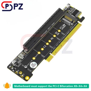 PCIe 4.0 X16 To Dual NVMe & PCIe X16 (X8 Signal) Adapter for M.2 Bifurcation - Picture 1 of 9
