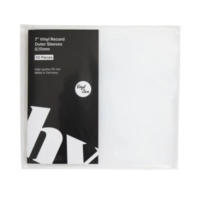 VINYL CARE BY HHV 50x 7" Record Outer Sleeves - Außenhüllen (0,15mm / Made in Germany) Transparent