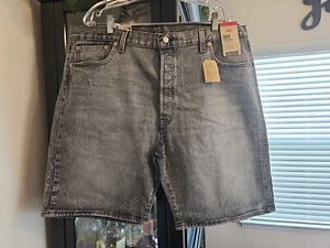 Levi's Men's 501 Size 42 Hemmed Short 0187 Gray Button Fly Distressed Jorts Jean - Picture 1 of 5