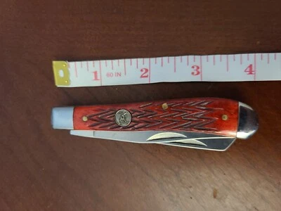 Navaja de Bolsillo Plegable Elk Ridge Caballeros 440 Acero Inoxidable Madera Roja 2 Hojas Foto 1 de 4