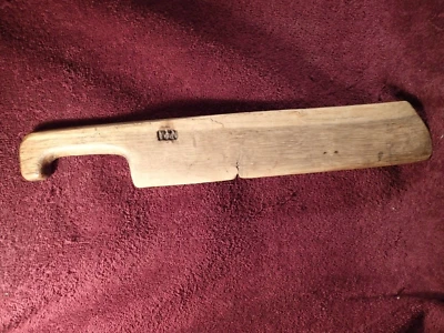  ANTIQUE HANDMADE SIGNED WOOD LINEN FLAX SWORD BEATER SWEDEN SWEDISH - Image 1 of 4
