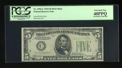 DBR 1934 $5 FRN DGS Mule Philadelphia Fr. 1956-Cdgsm PCGS 40 PPQ Ser C23461038A - Image 1 of 2