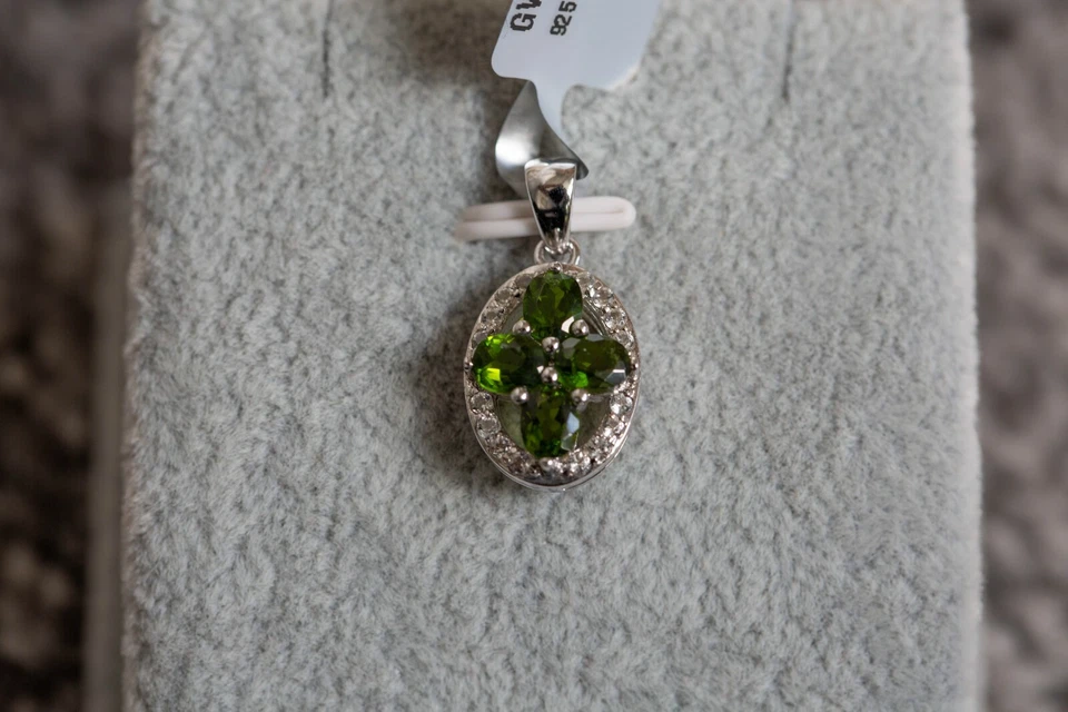 Chrome Diopside & White Topaz Sterling Silver Pendant only - Image 1 of 1