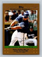 2007 Topps Updates & Highlights Prince Fielder  Gold Milwaukee Brewers