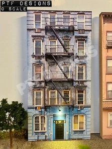 * Scala O Graffio Costruito "APPARTAMENTO #1" LED Edificio Frontale Piatto MTH Lionel NUOVO! - Foto 1 di 10