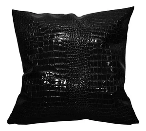 pd1001a Black Faux Crocodile Glossy Leather Cushion Cover/Pillow Case*Custom Siz - Picture 1 of 6