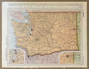 1953 Vintage Atlas Map Page - Washington map on one side and Virginia map on ... - Picture 1 of 2