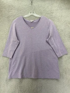 J Jill Pure Jill Womans sz XL purple 3/4 sleeve V-Neck Pima Cotton Blend stretch - Picture 1 of 10