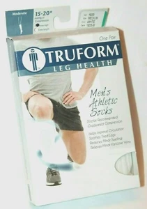 TRUFORM Leg Health Men's Knee High White Athletic Socks #1933 Medium or X-Large - Picture 1 of 2