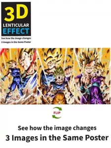 Póster Goku, Vegeta, Gohan-3D Efecto Lenticular - Anime Dragon Ball Z - Imagen 1 de 6